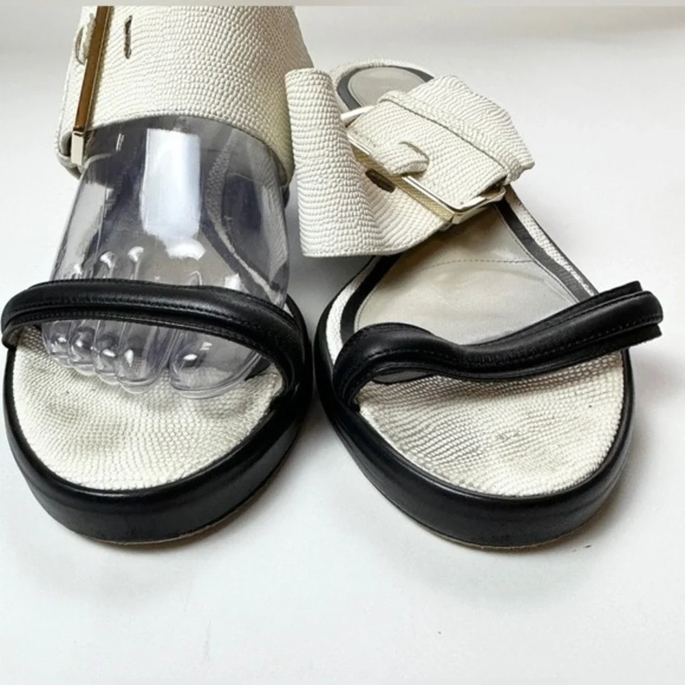 Jason Wu Bicolor White Black Buckled Double Band Heeled Sandals Sz 41 US‎ 10 KC